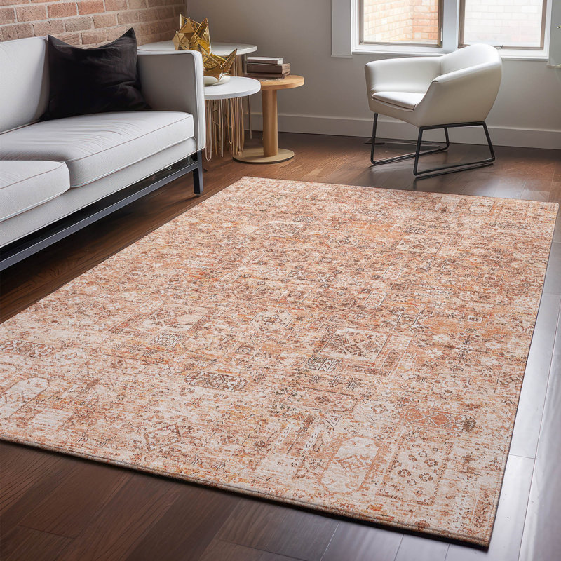 Tapis saumon de qualité supérieure lavable à la machine Cerrito AMF611, Rectangulaire 8 pi x 10 pi