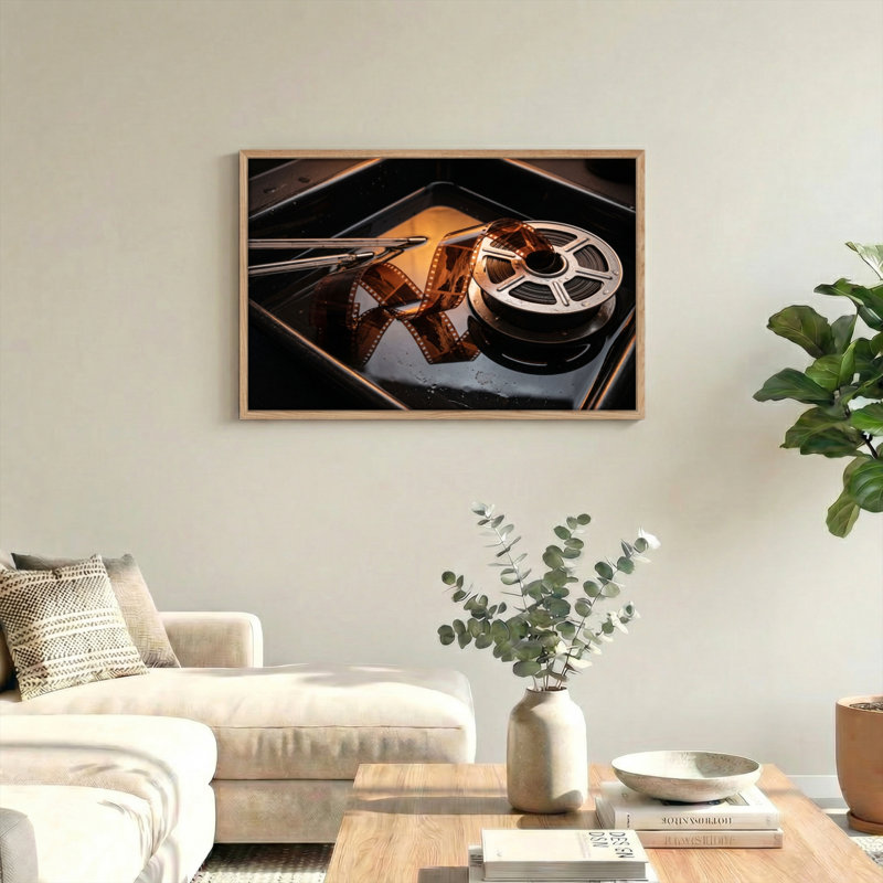 Ensemble de 1 toile murale en forme de bobine de film, 18"H x 24"W, Natural