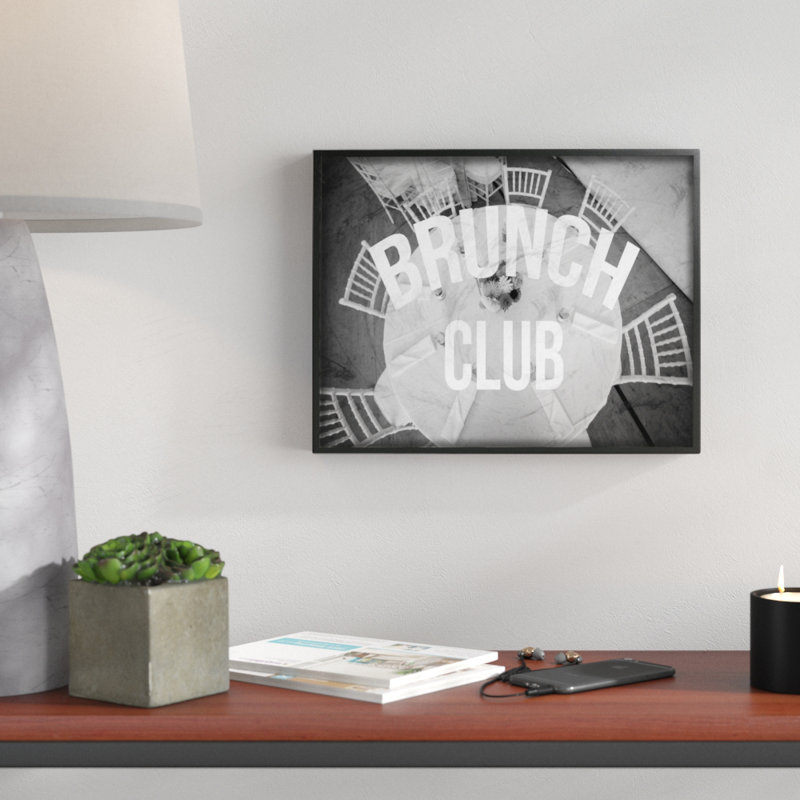 «Brunch Club Table», reproduction d'art textuel sur toile, H 16 po x l 20 po, Giclée encadrée noir minuit