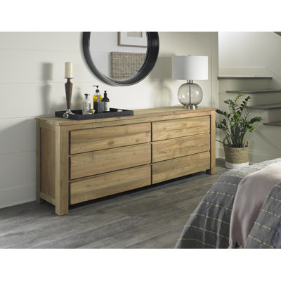 Darleena Teak Solid Wood 78.75 " W 6 - Drawer Dresser