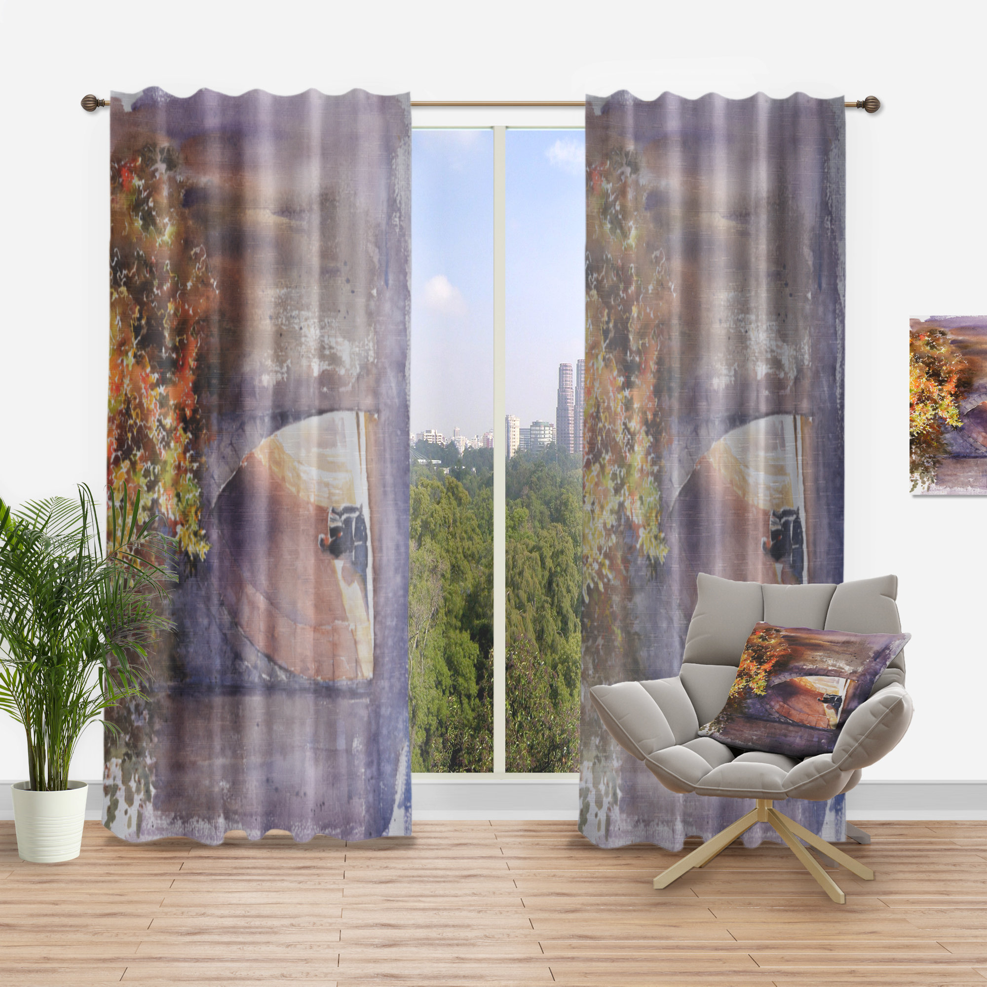 DesignArt Semi Sheer Single Curtain Panel Panel | Wayfair