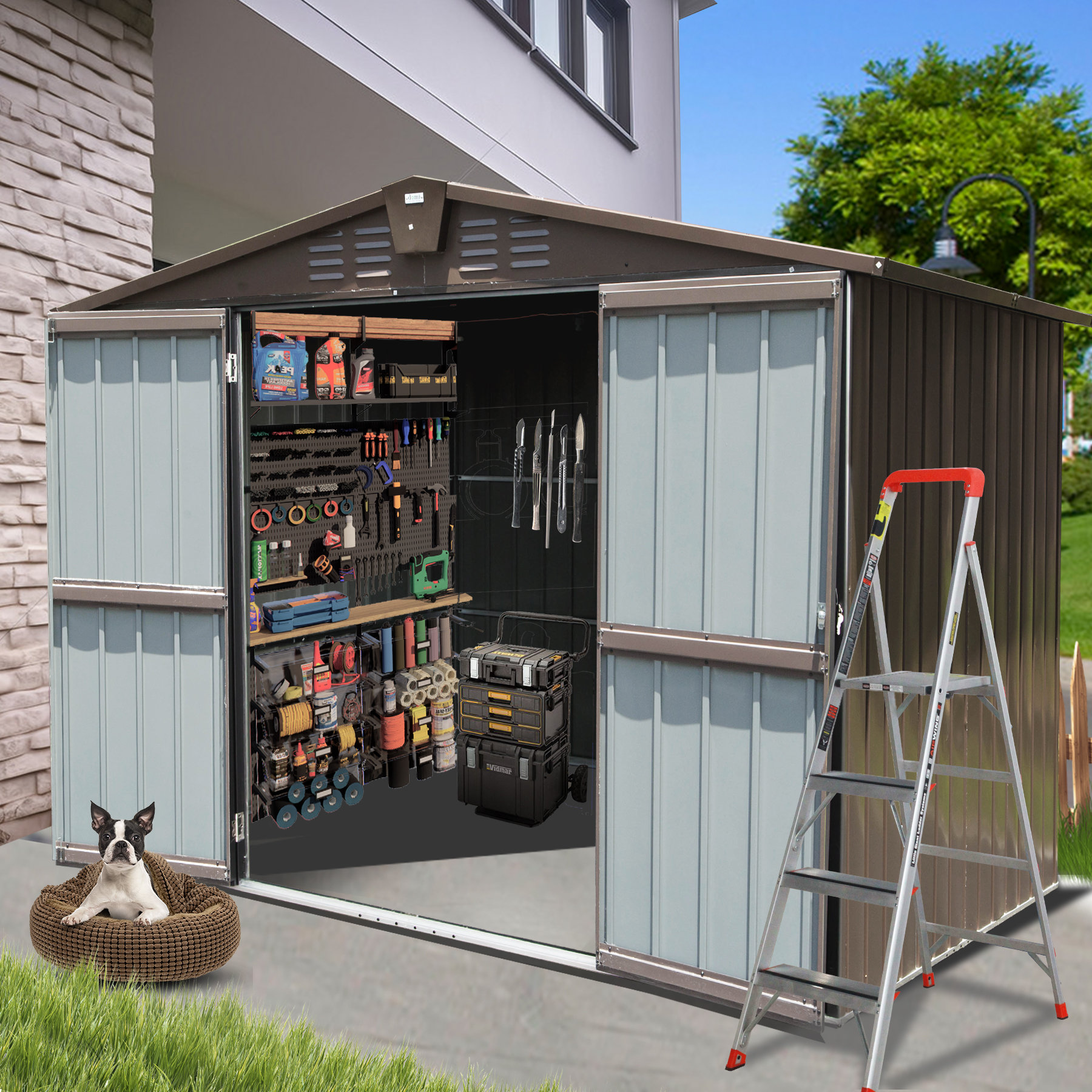 Domi Louvered Metal Portable Storage Shed | Wayfair