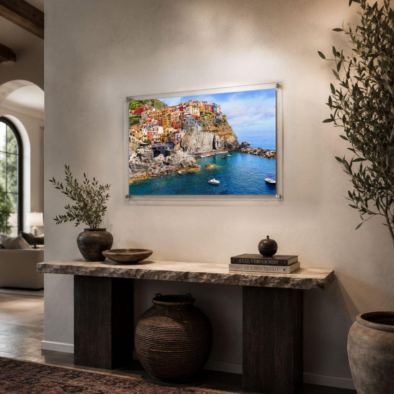 Reproduction d'art acrylique sur la côte italienne - 36 po x 24 po, 24" H x 36" W