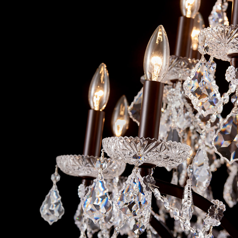 42-Light Crystal Dimmable Chandelier for High Ceilings, Bronze
