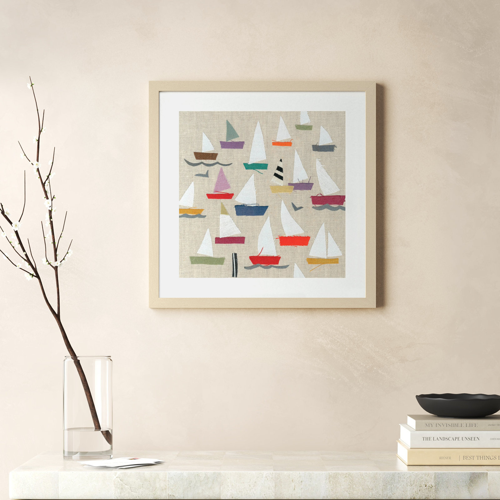 Plain Sailing Print by Jenny Frean, Brown, 21" H x 21" W x 1" D