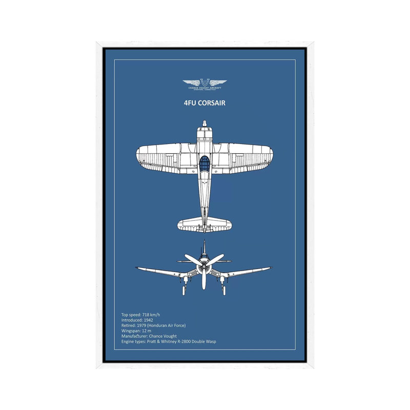 BP CV F4U-Corsair by Mark Rogan - Print on Canvas, White Framed, 66.04 cm H x 45.72 cm W