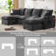 Chenille 6 places, canapé modulaire en forme de U avec coussins, structure en bois massif, coussin en mousse confortable pour le salon