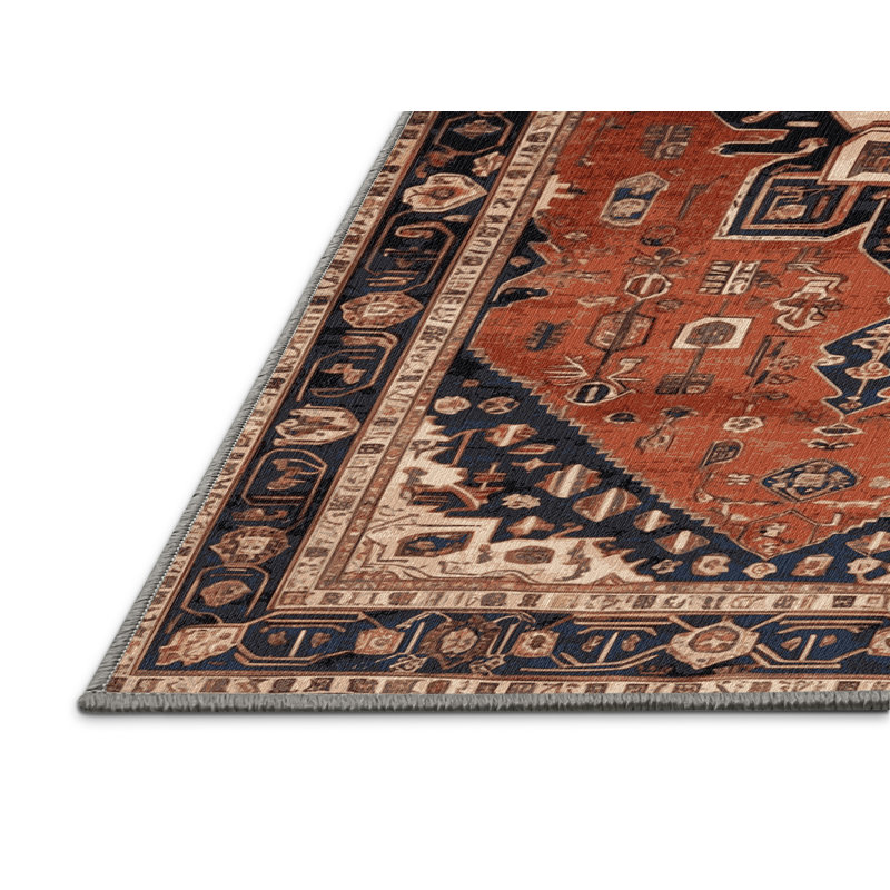 Machine Washable Persian Brown Area Rug, Square 6'