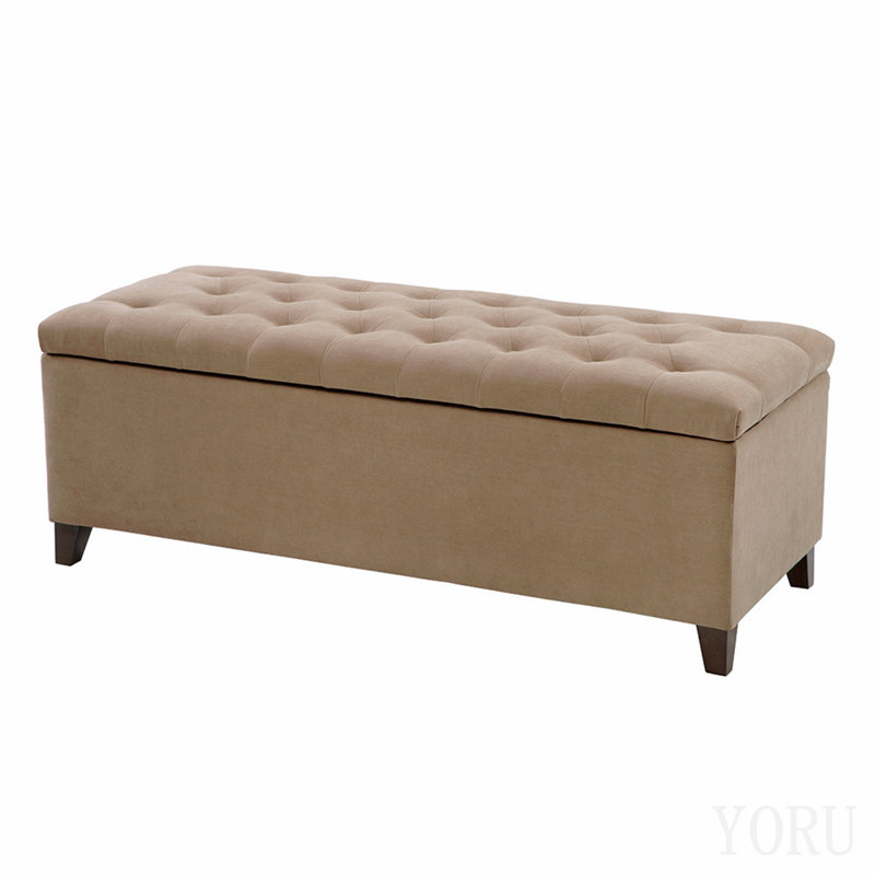 Banc de rangement capitonné à fermeture douce, Sand, Brown, Black