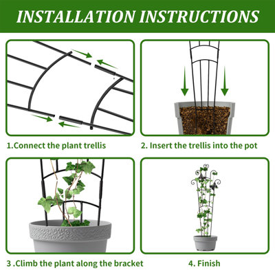 Ensemble de 2 plantes grimpantes extensibles en métal pour plantes d'intérieur et d'extérieur en pot