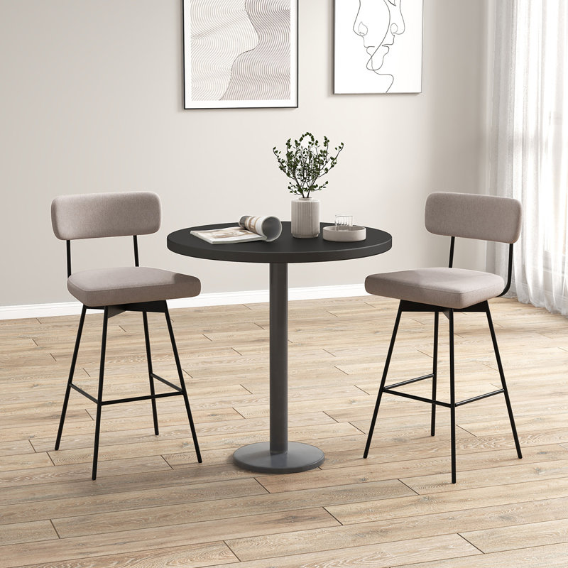 Keilei Swivel Upholstered Counter Stool, Bar Stool (29" Seat Height), Beige