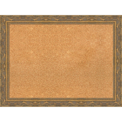 Filigree Gold Framed Corkboard, Natural Cork Bulletin Board, Organization Board, Pin Board