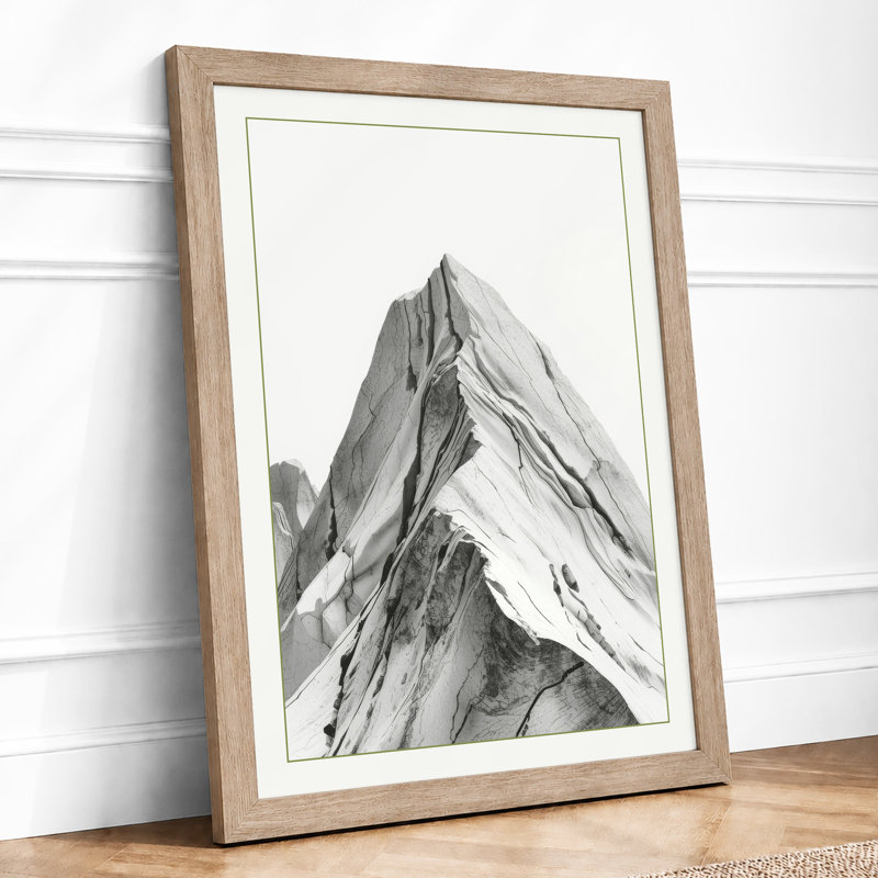 Mountain in Solitude Minimalist - Framed Print, A2 - 59.4 x 42.0 cm, Oak