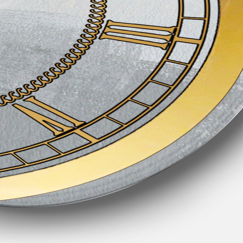 Gris et jaune bleu abstrait IV - horloge murale moderne, Grand