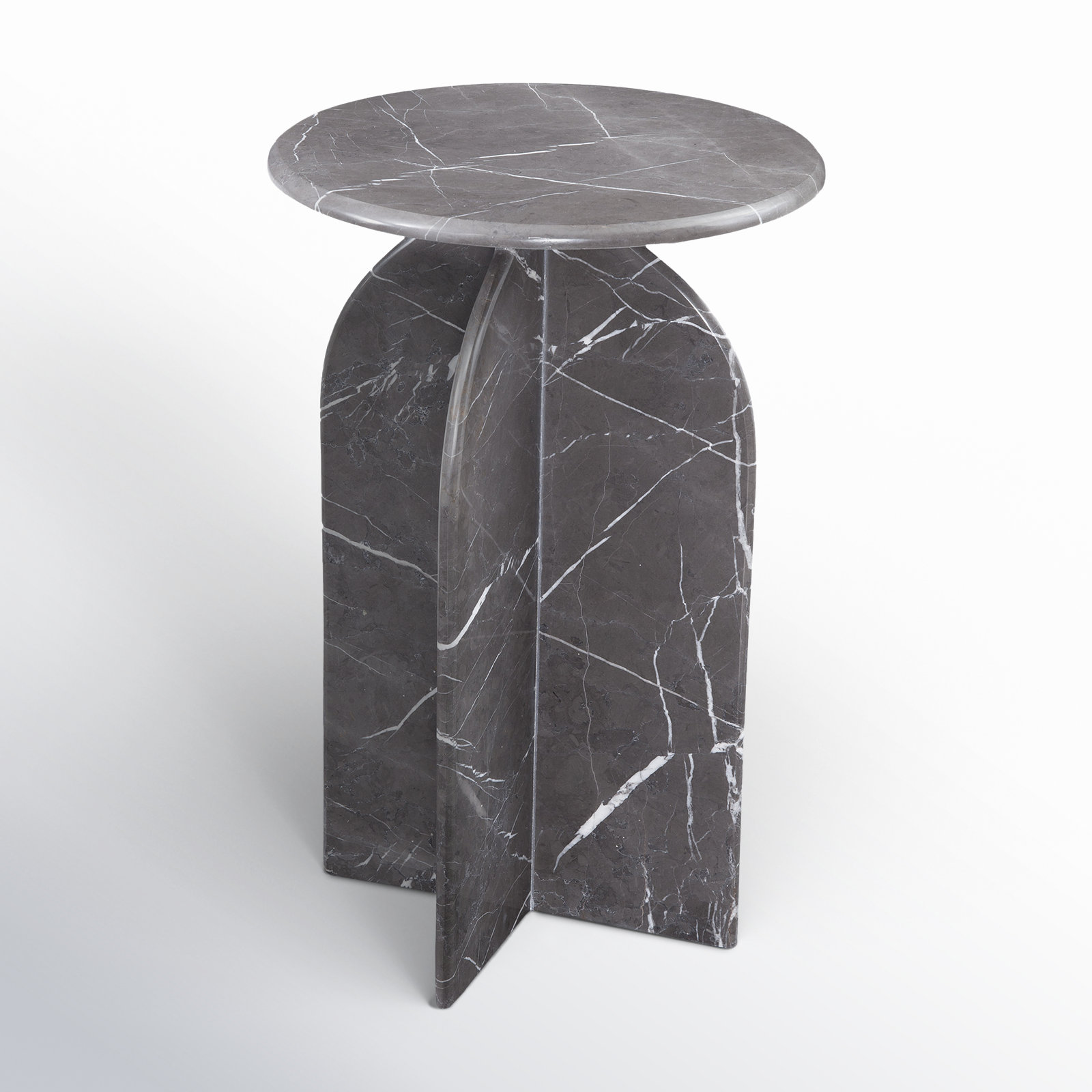 Aquitaine 16" Genuine Marble End Table, Gray