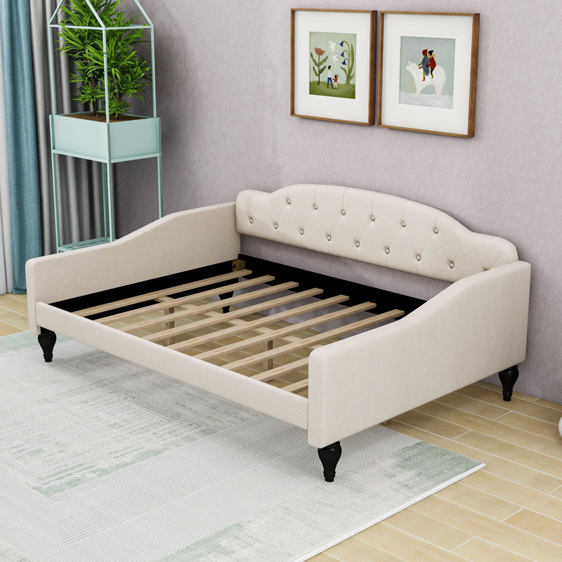 Full Upholstered Tufted Daybed with Center Legs