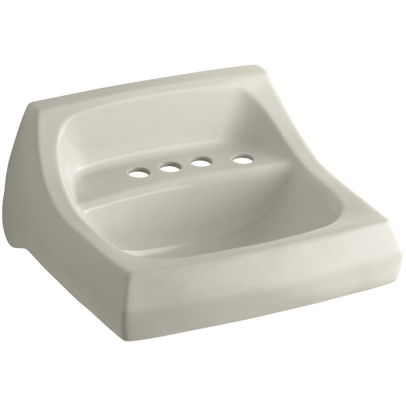 Kingston Ceramic 22" Wall Mount Bathroom Sink with Overflow, Sandbar