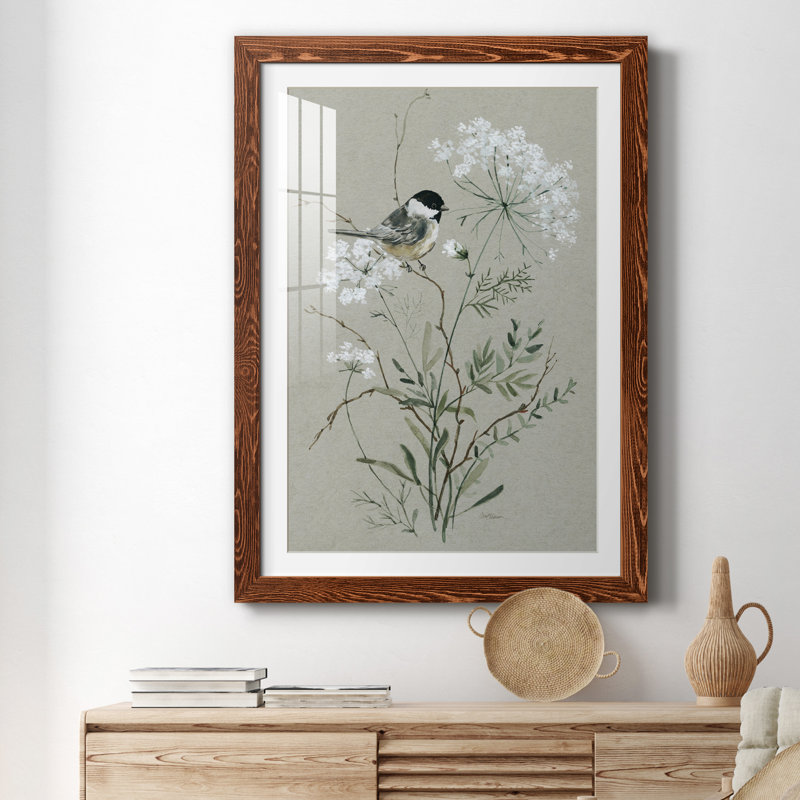 Bouquet de grâce, oiseau I - reproduction de cadre photo sur papier, H 31,5 po x l 23,5 po x P 1,5 po, Érable