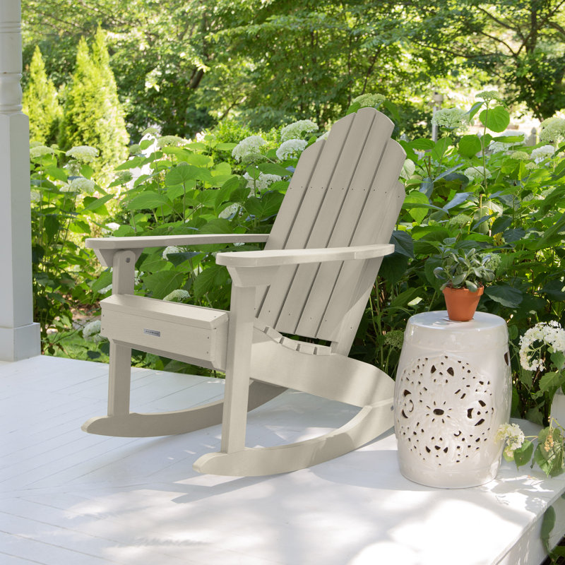 Chaise berçante d'extérieur en plastique Anette, Blanc délavé