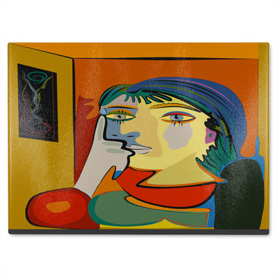 Thinking woman Designer Glass Chopping Board