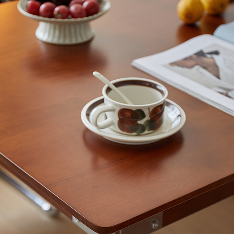 Table de salle à manger en bois massif avec pieds en acier inoxydable, H 29,53 po x L 70,87 po x l 35,43 po