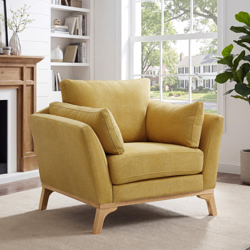 Lodell Upholstered Armchair, Yellow Polyester Twill