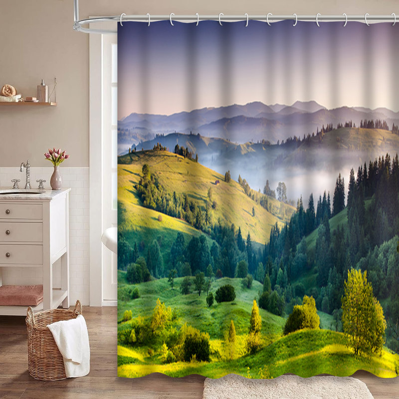 Rideau de douche avec 12 crochets, L 72 po x l 84 po