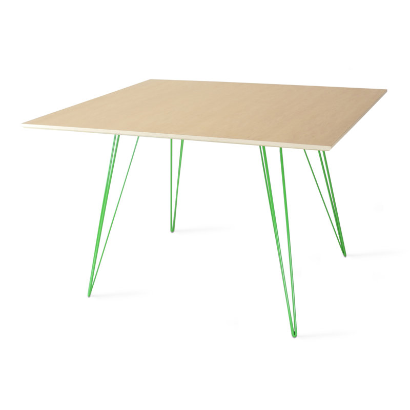 Williams Extendable Walnut Metal Base Dining Table, Green, 30'' H x 54'' L x 46'' W, Maple