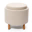Pouf de rangement rond de 42 cm de haut avec couvercle amovible et pieds en bois massif