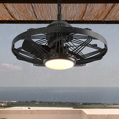 20" Outdoor Waterproof Caged Ceiling Fan with Lights, Plug-in Gazebo Fan for Patio & Porch