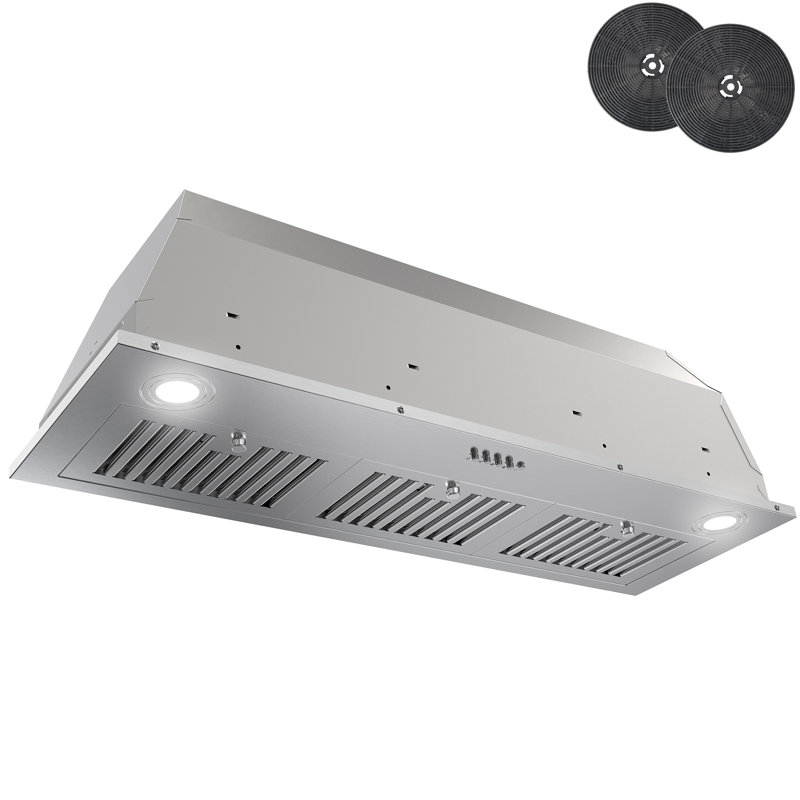 Hotte de cuisine encastrable 36 pouces 350 CFM en acier inoxydable avec filtre à charbon