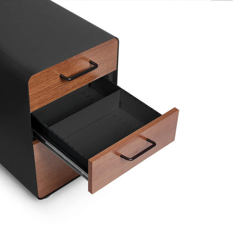  Stow 3-Drawer File Cabinet, Without Caster, Without Caster, Black Walnut