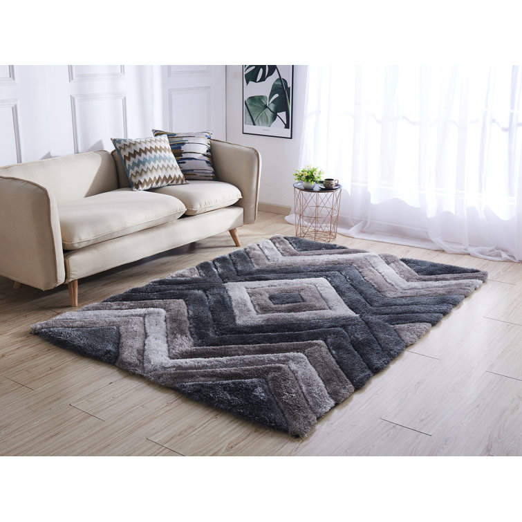 Corey-Leigh Shag Gray/White Area Rug