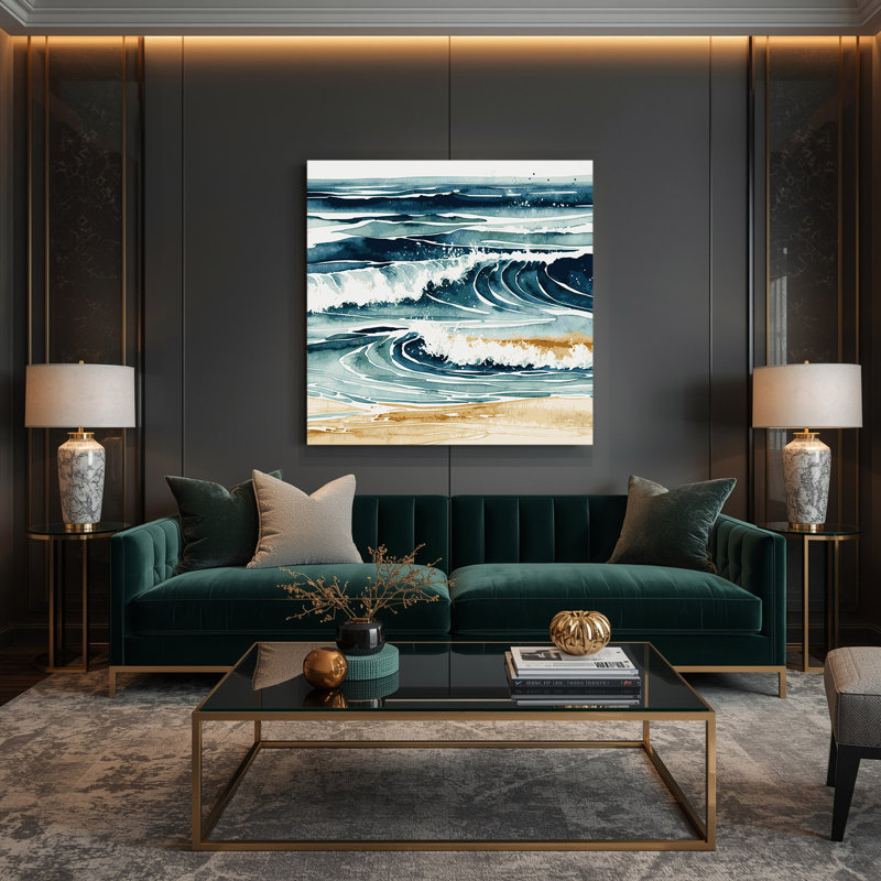 Art mural sur toile blanc "Coastal Coastal Surface", H 12 po x l 12 po