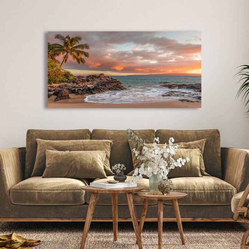 Sunset On A Tropical Beach - Wrapped Canvas Print, 50cm H x 100cm W x 4cm D