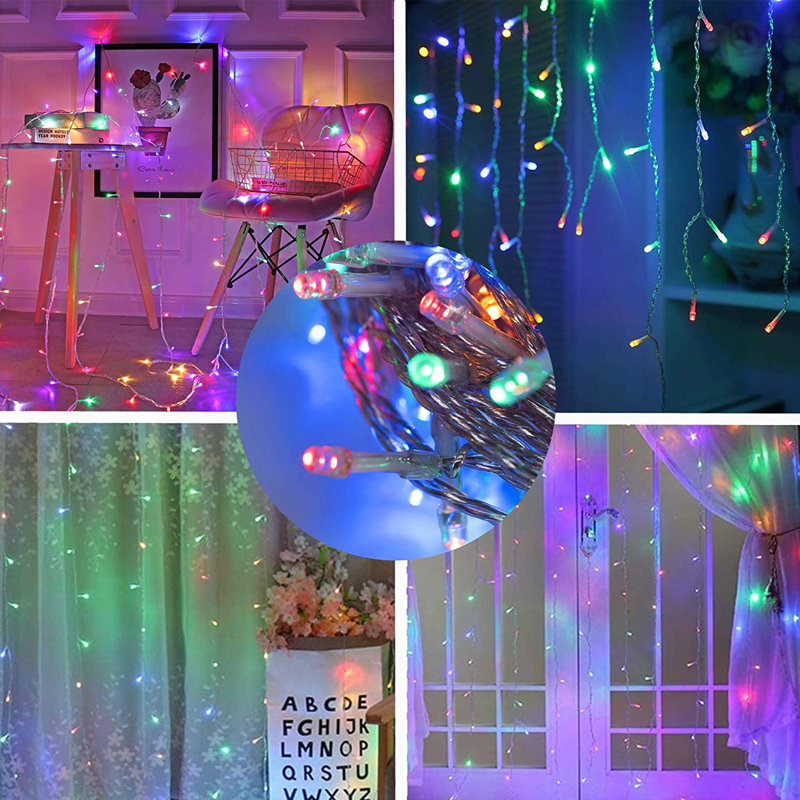 Guirlande de lumières à DEL blanche chaude et multicolore