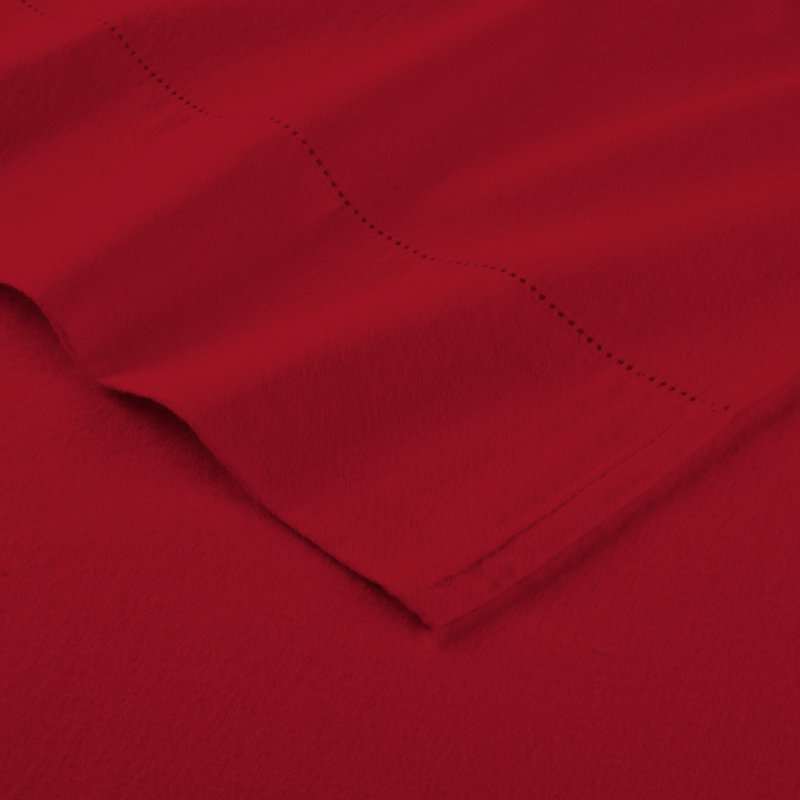 Pointehaven 180 GSM Cotton True Red Flannel Deep Pocket 3 pc Sheet Set, Twin, Twin Sheet Set with 1 Pillowcase, Red