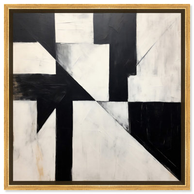 Art abstrait sur toile noir et blanc cubique monochrome par Notoriart