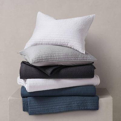 Oversized Cotton Sateen Channel Stitch Quilt Set - 3 Pieces King/Queen Bedding Comforter Set with Pillow Shams, All Season Lightweight Bedspread