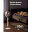 DREO 9 po Ventilateur de plancher à piédestal intelligent, 9 vitesses, lumière RVB, 20 dB, oscillation 3D à 120 °, télécommande, réglage de 37 à 42 po Hauteur blanc