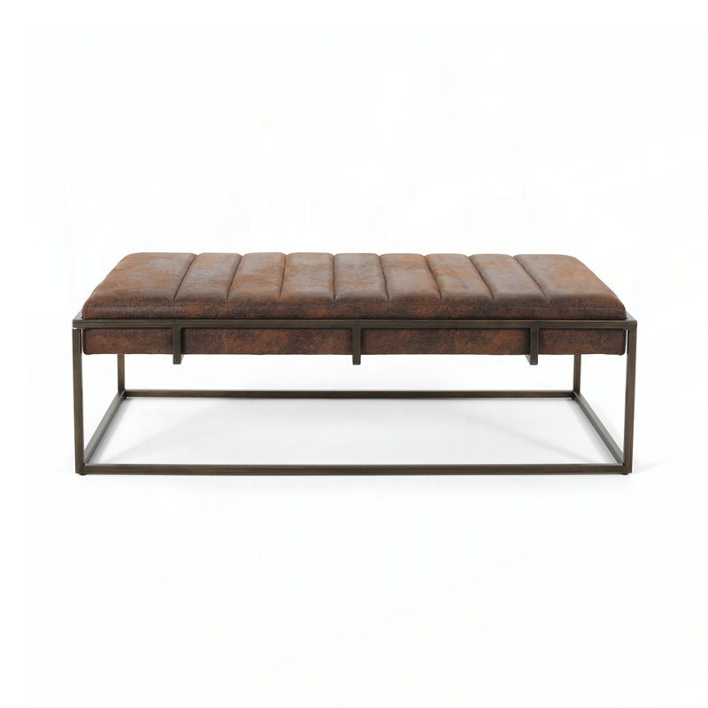 Upholstered Metal Ottoman Bench Entryway Bench Bedroom Bench End Of Bed Bench, Brown