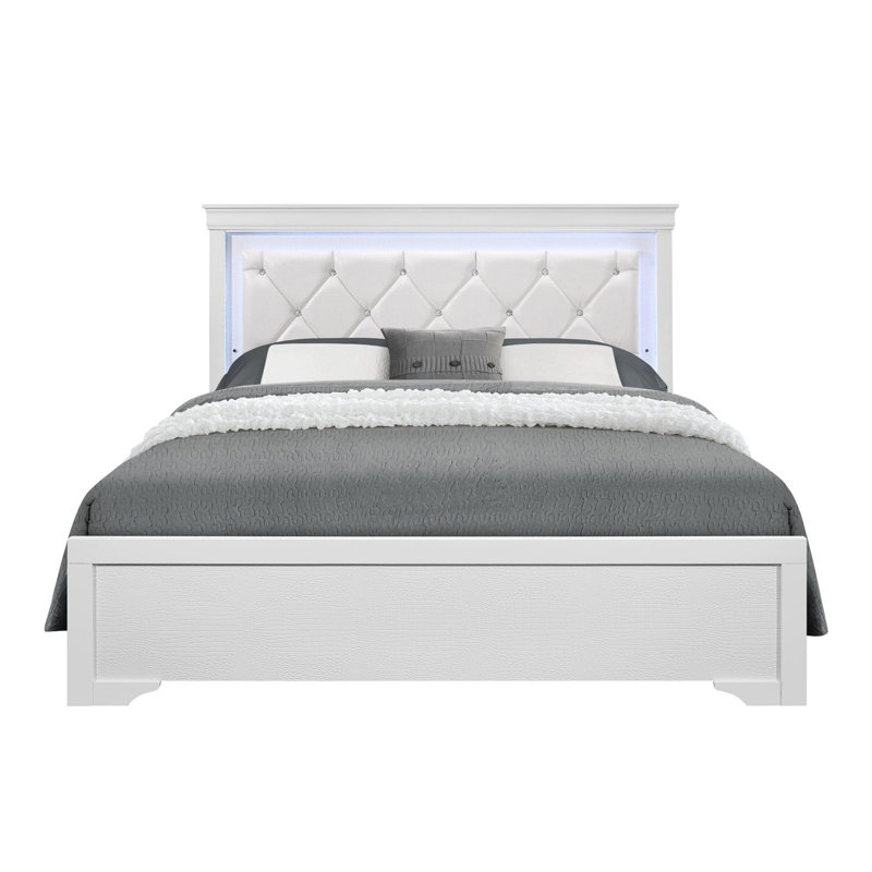 Villalobos Upholstered Standard Bed, Queen, White