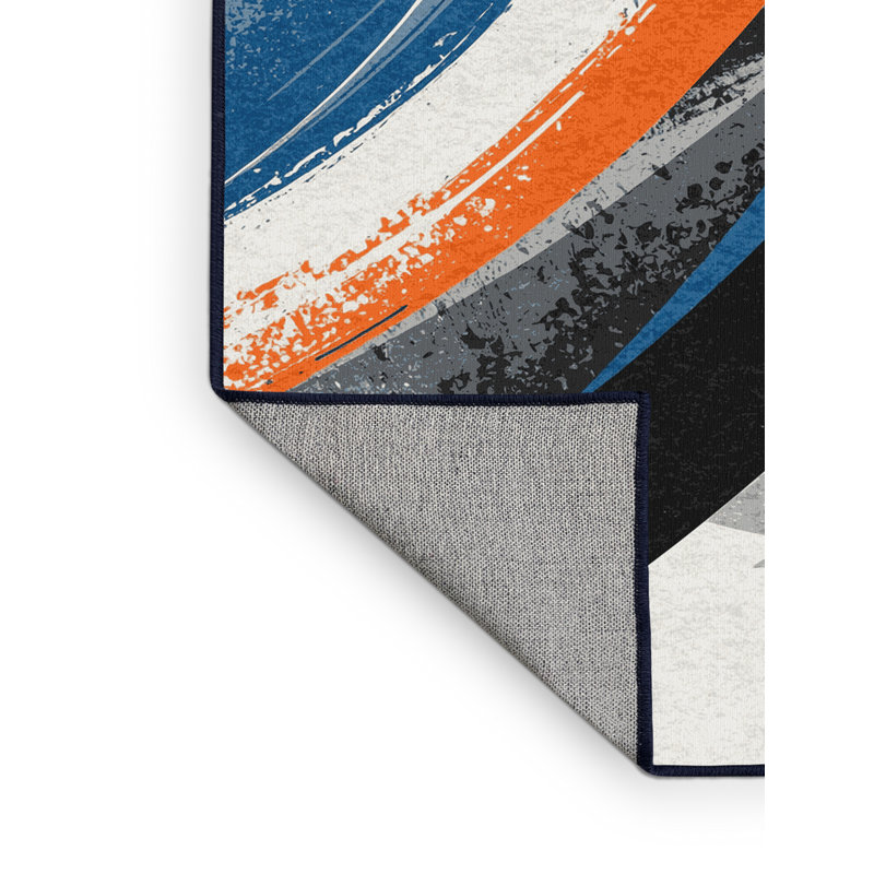 Tapis arc-en-ciel moderne gris élégant et lavable à la machine Rayan, 2 x 3