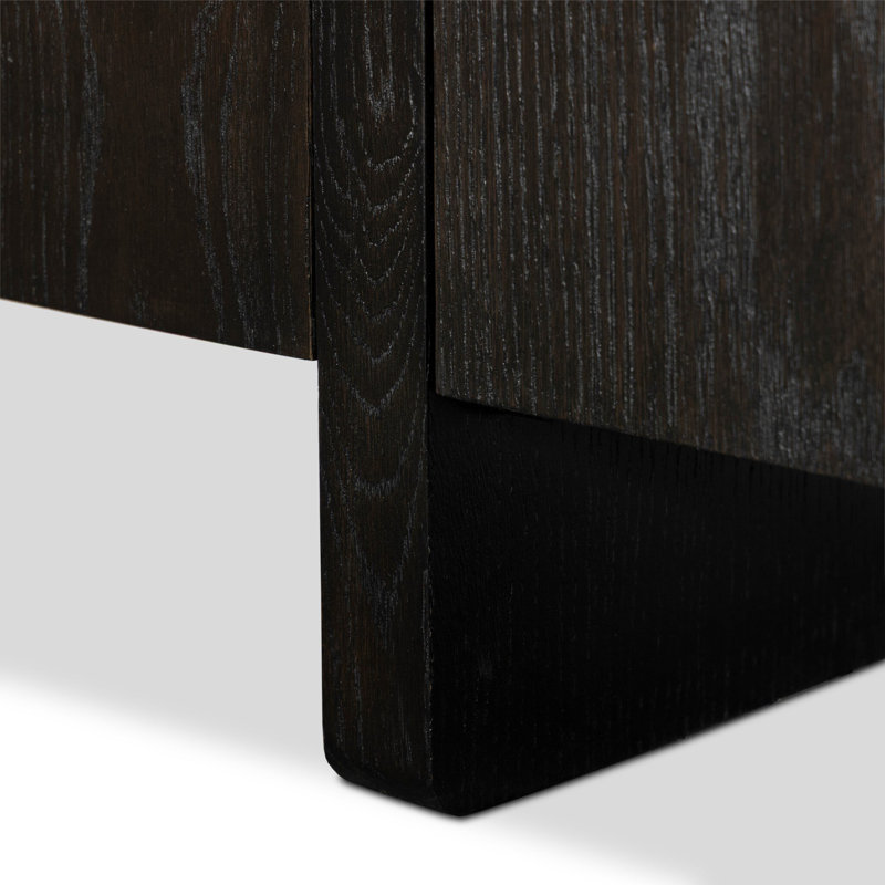 Elle Media Console-Tawny Oak Veneer, Worn Black Oak