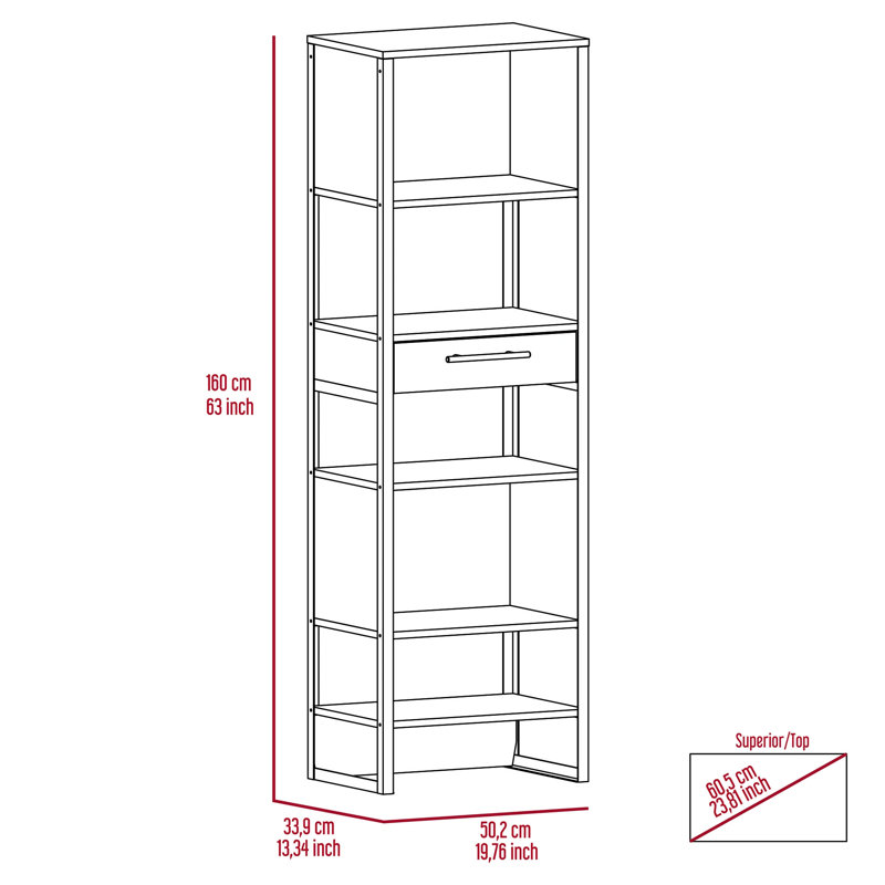 Bibliothèque standard H 63 "x l 19,76"