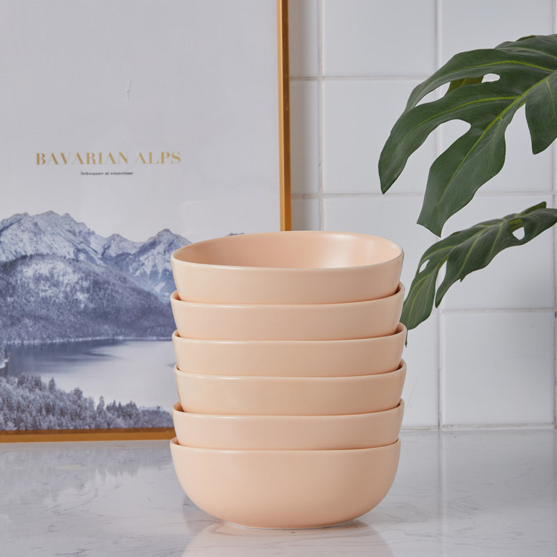 Stone Lain Delilah Bowl Set Porcelain, Pastel Orange