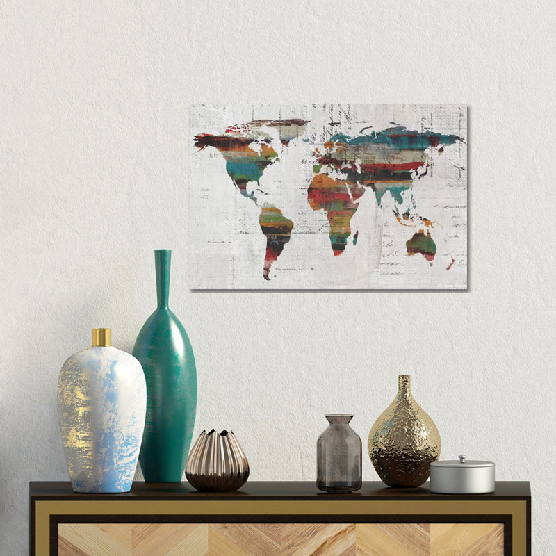 Painted World Map IV by Irena Orlov - 1 Piece Wall Art on Canvas, 30.48 cm H x 45.72 cm W, Wrapped Canvas