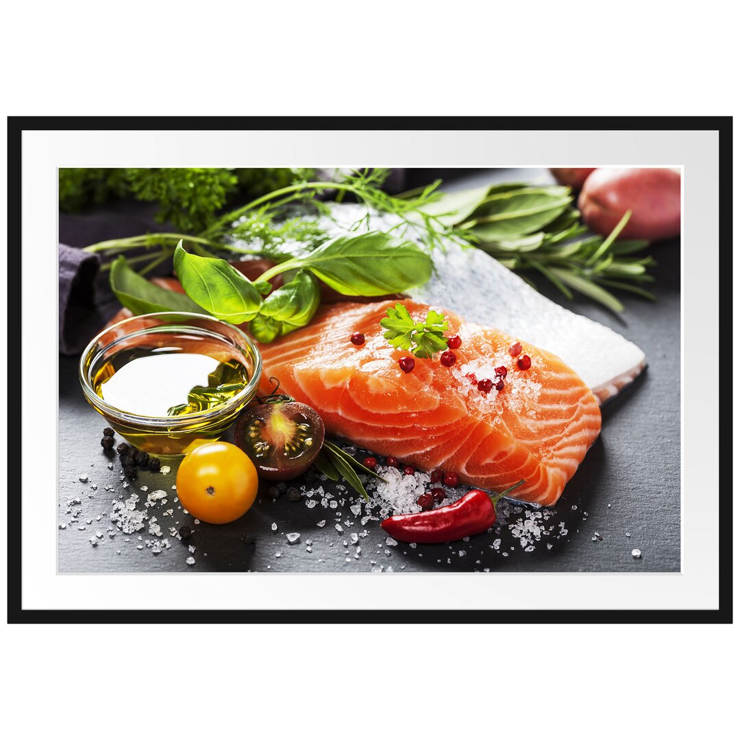 Gerahmtes Poster Frische Seelachsfilet