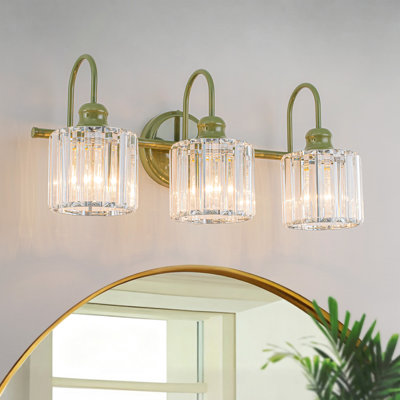Gjystina 3-Light Dimmable Gold-Black/Chrome Crystal Vanity Light