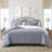 Walker Check Reverse to Stripe Indigo/Ivory Cotton Coverlet Set 8 Piece-109897227